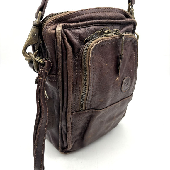 Vintage 90s Dilana Design Collection Brown Leather Organizer Crossbody Bag FLAWS - Picture 14 of 16